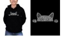 LA Pop Art Women's Word Art Peeking Cat Hooded Sweatshirt